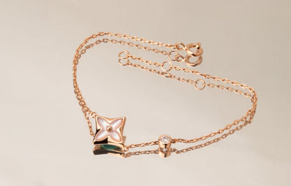 [Sophire Jewelry ]STAR PINK MOP 1 DIAMOND PINK GOLD NECKLACE