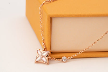 [Sophire Jewelry ]STAR PINK MOP 1 DIAMOND PINK GOLD NECKLACE