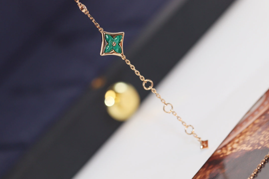 [Sophire Jewelry ]STAR AND SUN 4 MOTIF PINK GOLD MALACHITE BRACELET