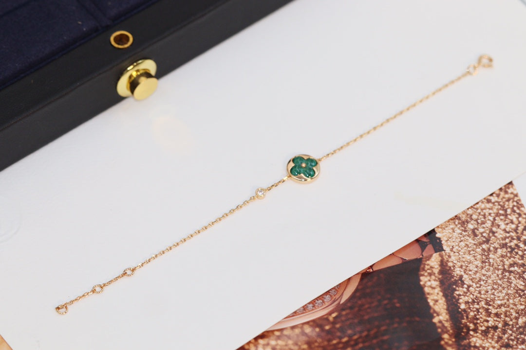 [Sophire Jewelry ]STAR AND SUN 4 MOTIF PINK GOLD MALACHITE BRACELET