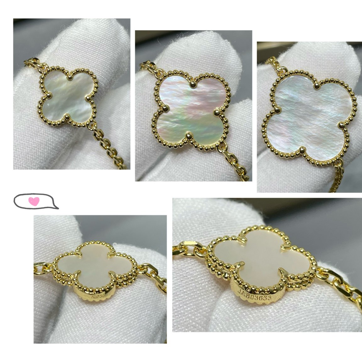 [Sophire Jewelry ]CLOVER 16 MOTIF WHITE MOP GOLD NECKLACE