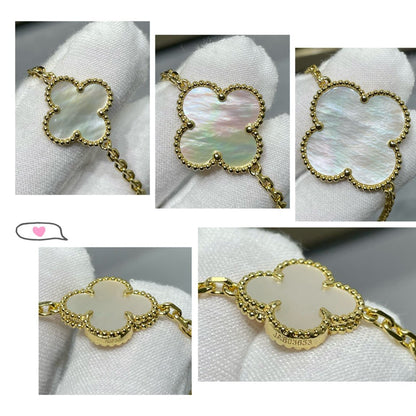 [Sophire Jewelry ]CLOVER 16 MOTIF WHITE MOP GOLD NECKLACE