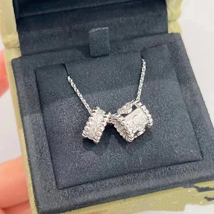 [Sophire Jewelry ]PERLEE DOUBLE PENDANT SILVER DIAMOND NECKLACE