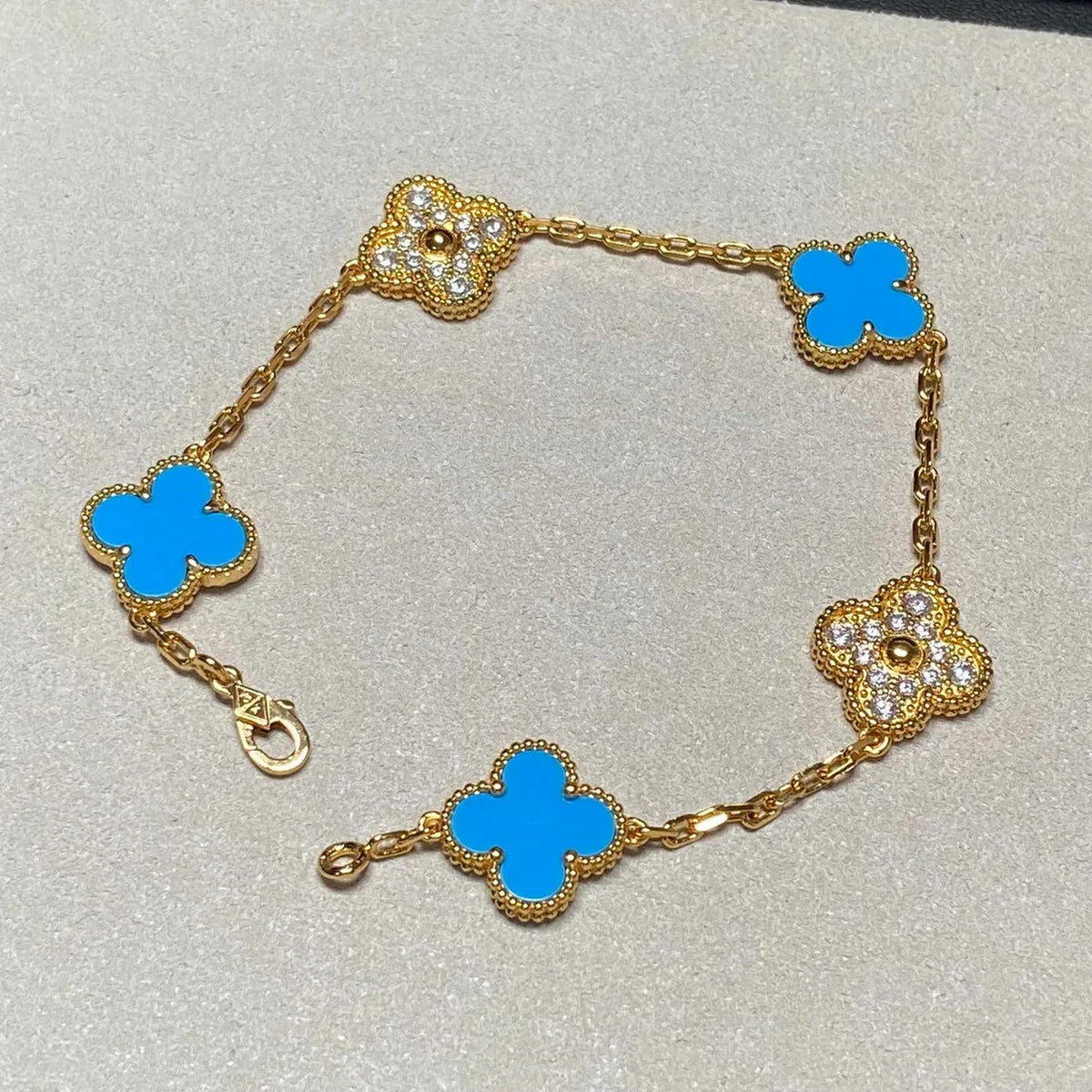 [Sophire Jewelry ] CLOVER 5 MOTIF BLUE AGATE BRACELET COLLECTION