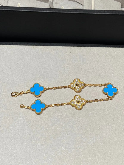 [Sophire Jewelry ] CLOVER 5 MOTIF BLUE AGATE BRACELET COLLECTION