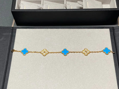 [Sophire Jewelry ] CLOVER 5 MOTIF BLUE AGATE BRACELET COLLECTION
