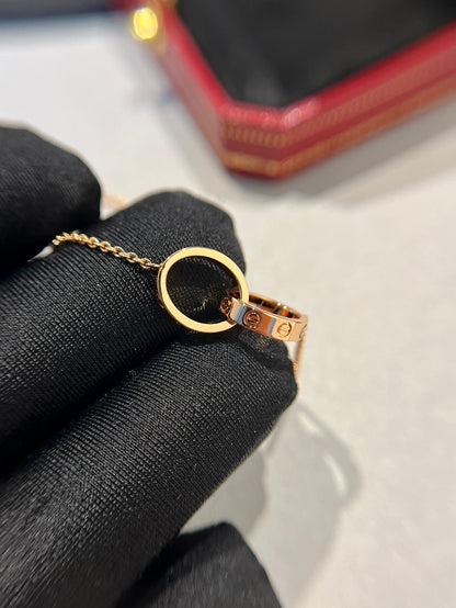 [Sophire Jewelry ]LOVE NECKLACE DOUBLE RING PINK GOLD
