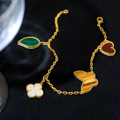 [Sophire Jewelry ]LUCKY SPRING 5 MOTIF GOLD BRACELET