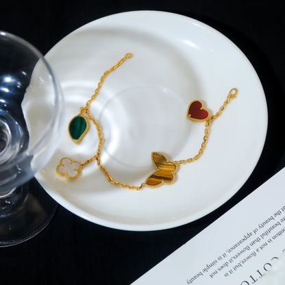 [Sophire Jewelry ]LUCKY SPRING 5 MOTIF GOLD BRACELET