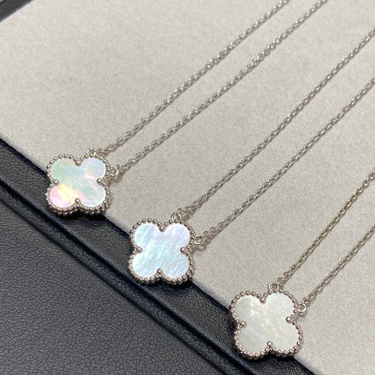 [Sophire Jewelry ]CLOVER MEDIUM SILVER WHITE MOP NECKLACE
