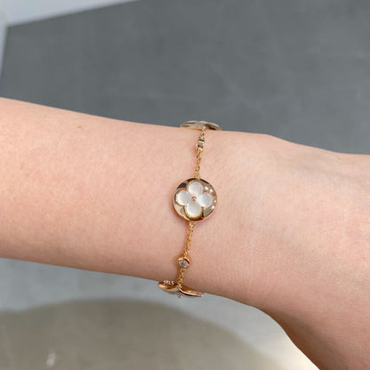 [Sophire Jewelry ]STAR AND SUN 4 MOTIF WHITE MOP PINK GOLD BRACELET