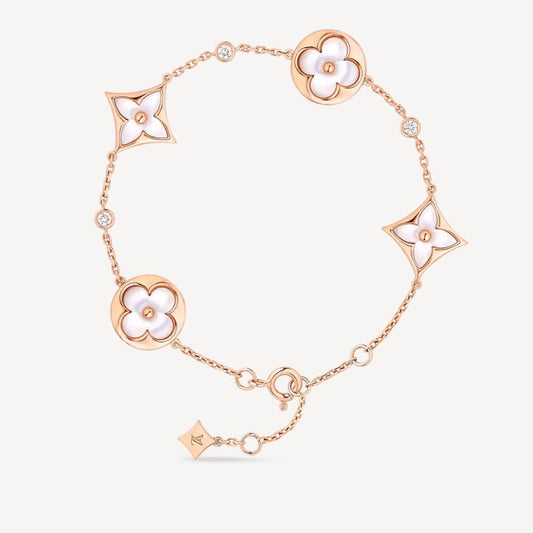 [Sophire]STAR AND SUN 4 MOTIF WHITE MOP ROSE GOLD BRACELET