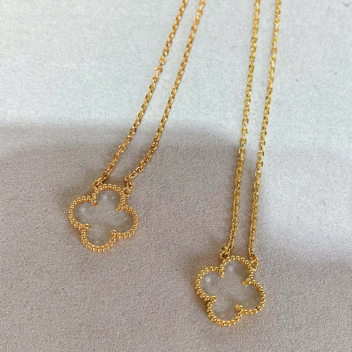 [Sophire Jewelry ]CLOVER ROCK CRYSTAL ROSE GOLD NECKLACE