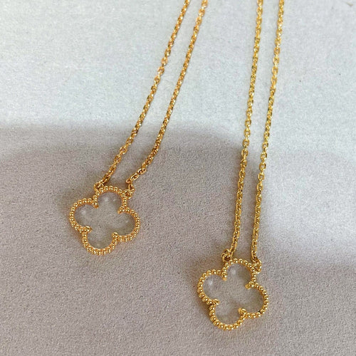 [Sophire Jewelry ]CLOVER ROCK CRYSTAL ROSE GOLD NECKLACE