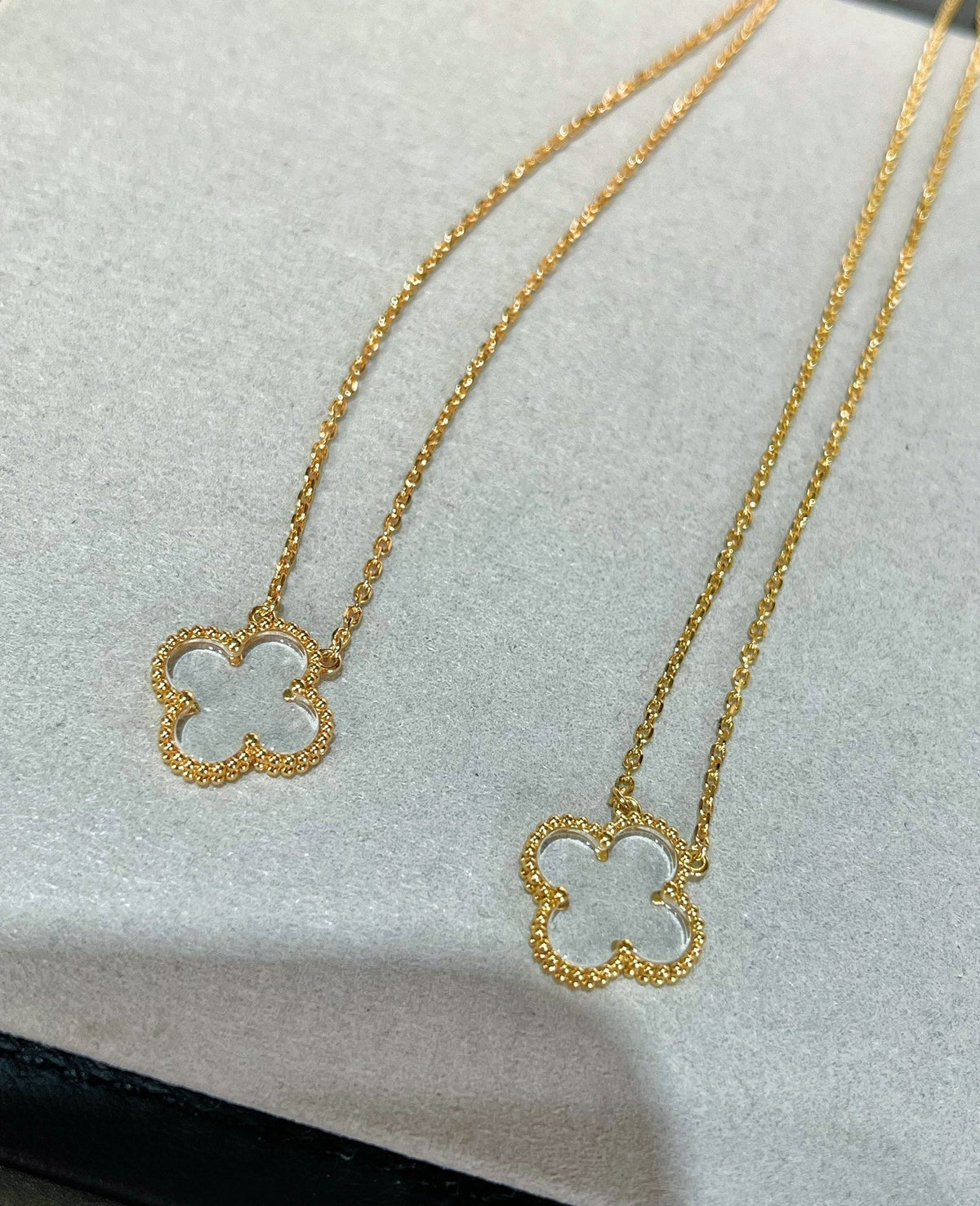 [Sophire Jewelry ]CLOVER ROCK CRYSTAL ROSE GOLD NECKLACE