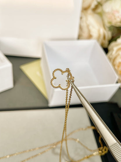 [Sophire Jewelry ]CLOVER ROCK CRYSTAL ROSE GOLD NECKLACE