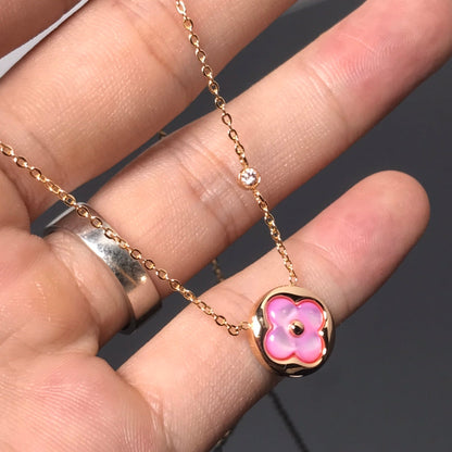 [Sophire Jewelry ]COLOR BLOSSOM PINK MOP SUN GOLD NECKLACE