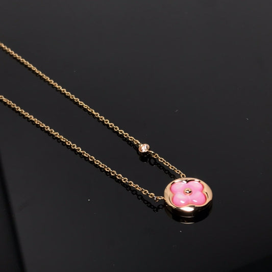 [Sophire]COLOR BLOSSOM PINK MOP SUN GOLD NECKLACE