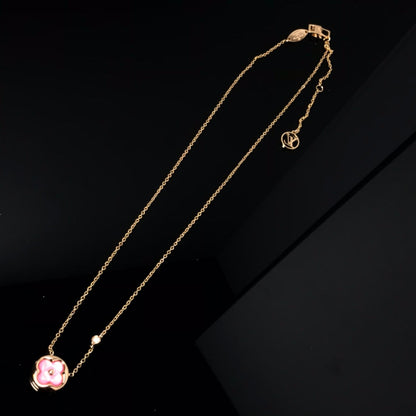 [Sophire Jewelry ]COLOR BLOSSOM PINK MOP SUN GOLD NECKLACE