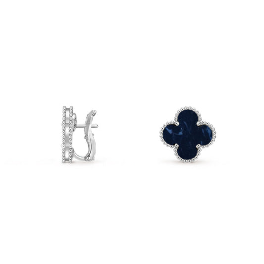 [Sophire]15MM CLOVER FLOWER STUD EARRINGS WHITE GOLD COLLECTION