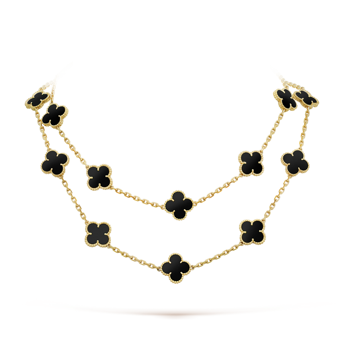 [Sophire Jewelry ]CLOVER 20 MOTIFS ONYX NECKLACE