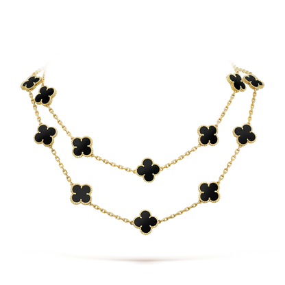 [Sophire Jewelry ]CLOVER 20 MOTIFS ONYX NECKLACE