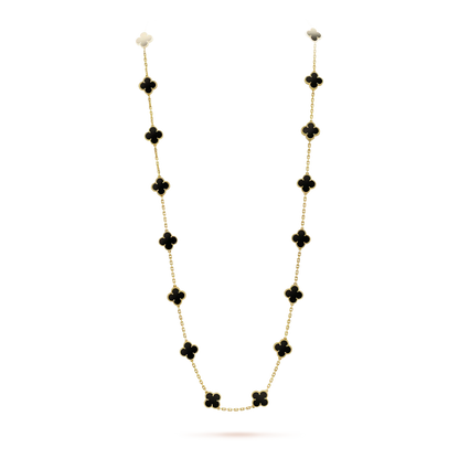 [Sophire Jewelry ]CLOVER 20 MOTIFS ONYX NECKLACE