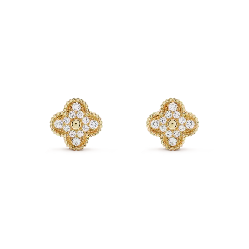 [Sophire Jewelry ]CLOVER MEDIUM 1 MOTIFS FUll DIAMOND EARRINGS