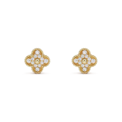 [Sophire Jewelry ]CLOVER MEDIUM 1 MOTIFS FUll DIAMOND EARRINGS