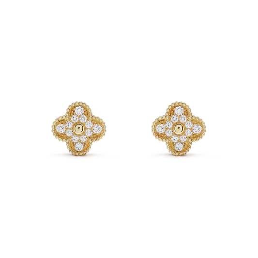 [Sophire Jewelry ]CLOVER MEDIUM 1 MOTIFS FUll DIAMOND EARRINGS