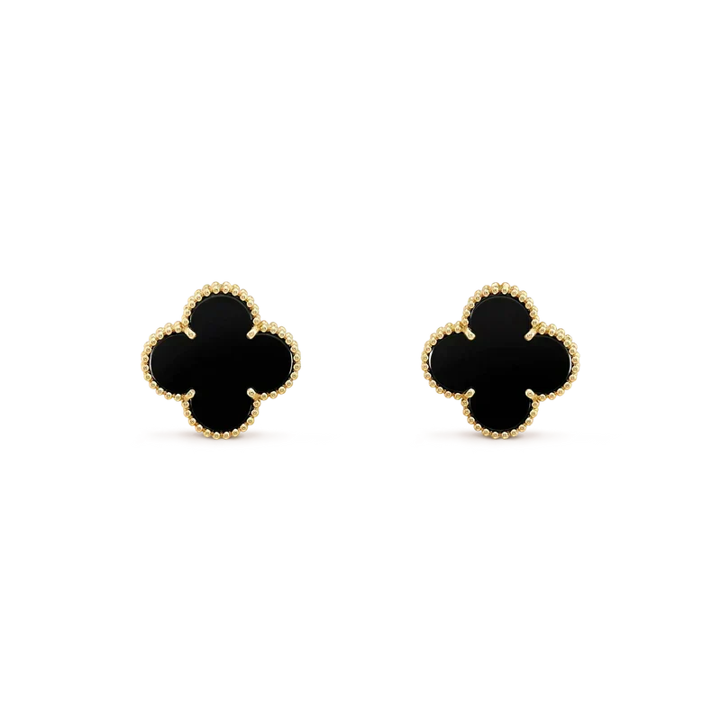 [Sophire Jewelry ]CLOVER MEDIUM 1 MOTIFS  ONYX STUD EARRINGS
