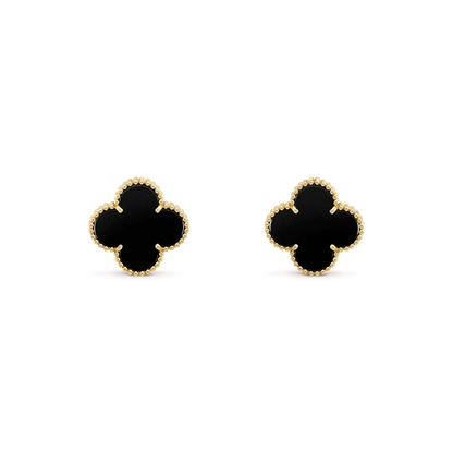 [Sophire Jewelry ]CLOVER MEDIUM 1 MOTIFS  ONYX STUD EARRINGS