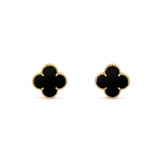 [Sophire Jewelry ]CLOVER MEDIUM 1 MOTIFS  ONYX STUD EARRINGS