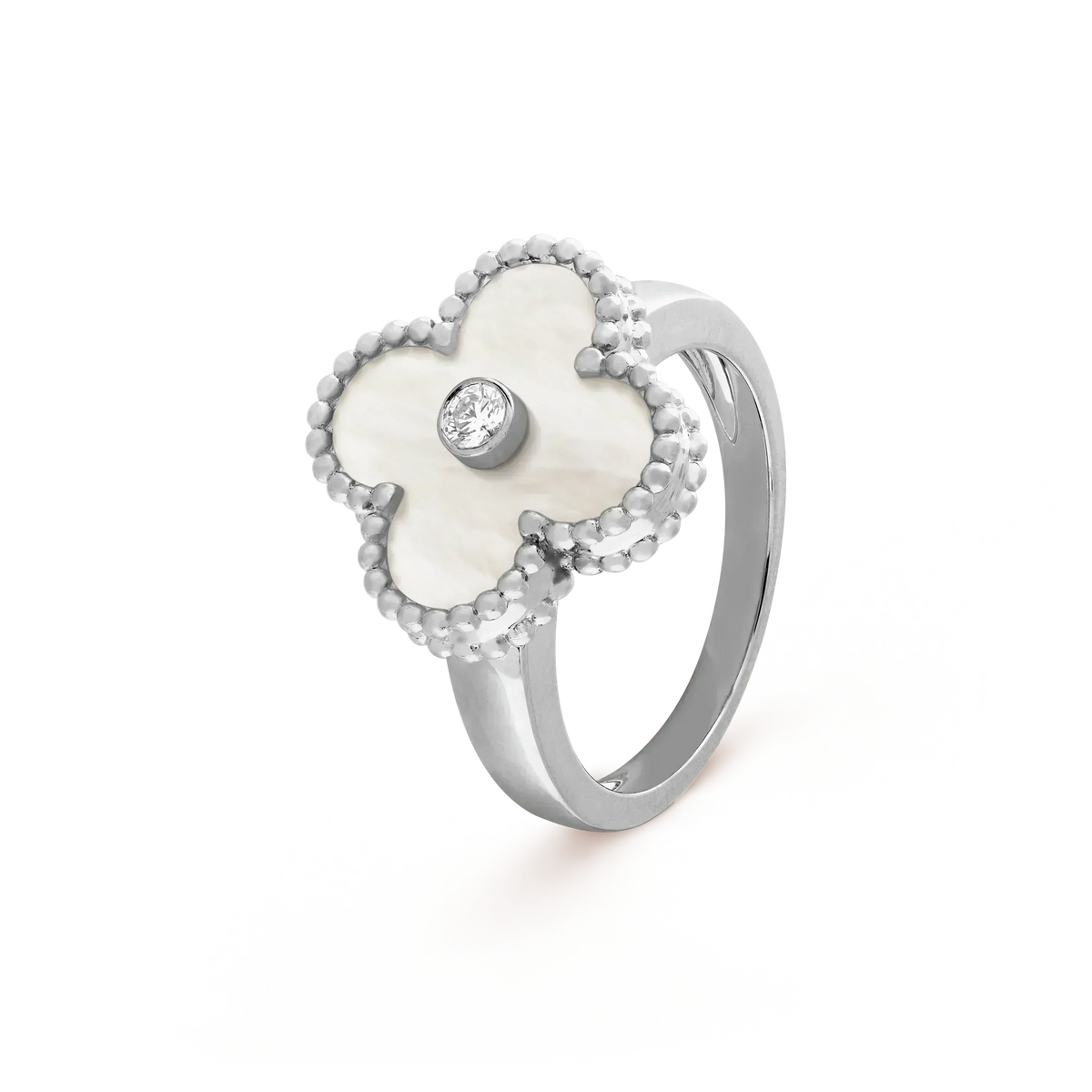 [Sophire Jewelry ]CLOVER SILVER MOP DIAMOND RING