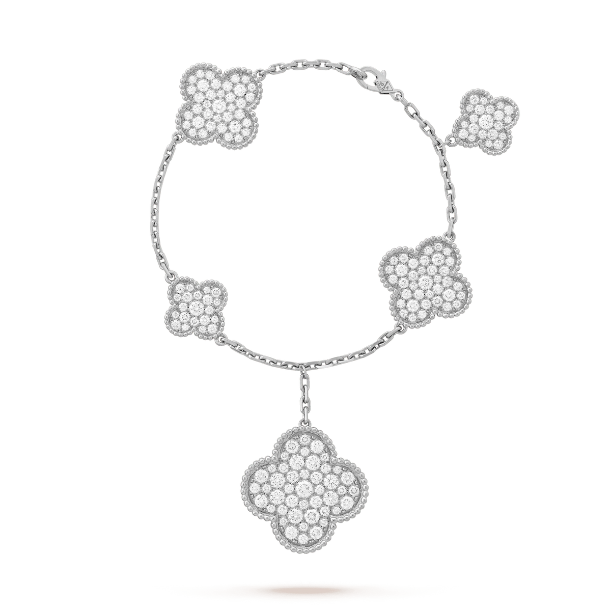 [Sophire Jewelry ]CLOVER 6 MOTIFS SILVER DIAMOND BRACELET