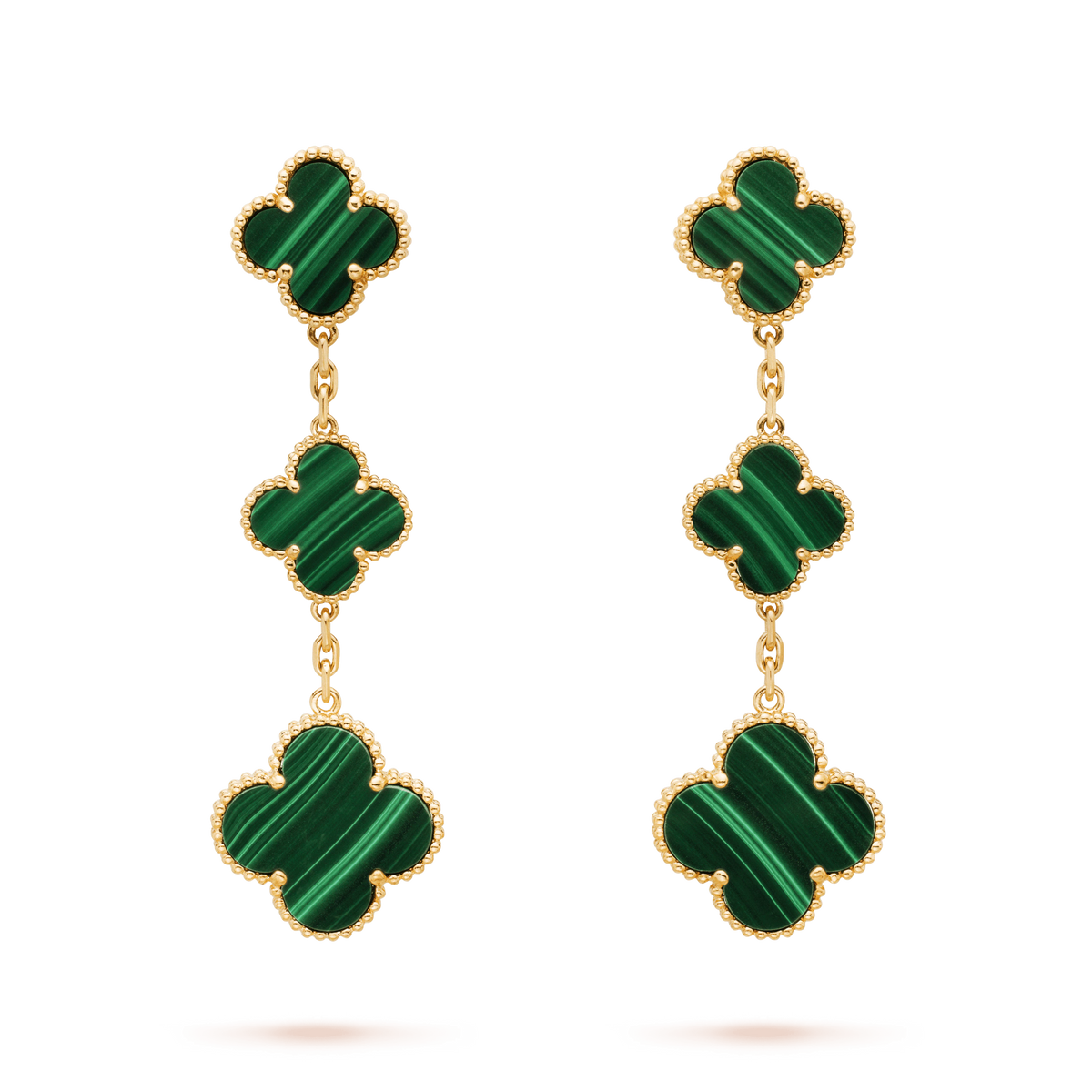 [Sophire Jewelry ]CLOVER MALACHITE 3 MOTIFS GOLD