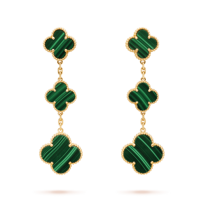 [Sophire Jewelry ]CLOVER MALACHITE 3 MOTIFS GOLD