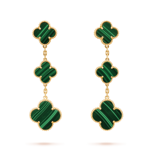 [Sophire Jewelry ]CLOVER MALACHITE 3 MOTIFS GOLD