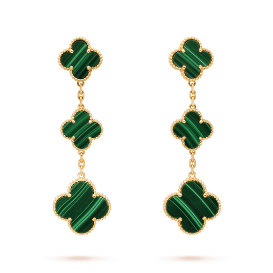 [Sophire Jewelry ]CLOVER MALACHITE 3 MOTIFS GOLD