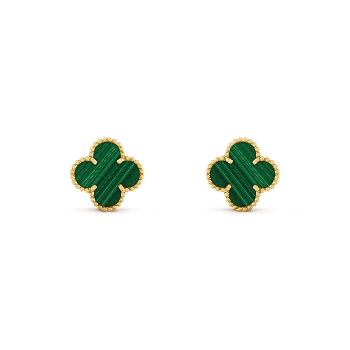 [Sophire Jewelry ]CLOVER MEDIUM 1 MOTIFS MALACHITE  EARRINGS
