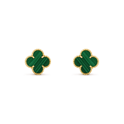 [Sophire Jewelry ]CLOVER MEDIUM 1 MOTIFS MALACHITE  EARRINGS