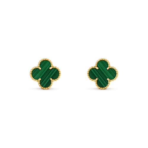 [Sophire Jewelry ]CLOVER MEDIUM 1 MOTIFS MALACHITE  EARRINGS