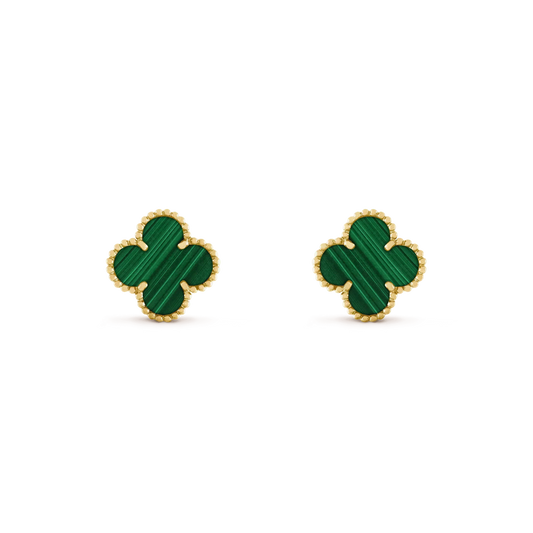 [Sophire Jewelry ]CLOVER MEDIUM 1 MOTIFS MALACHITE  EARRINGS