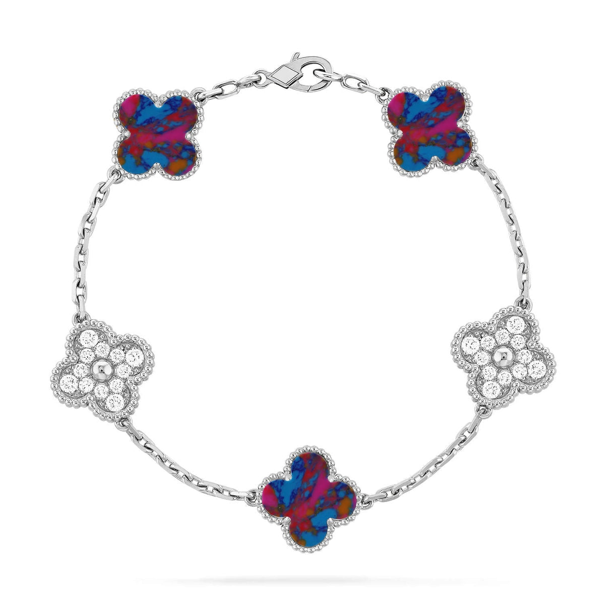 [Sophire Jewelry ]CLOVER 5 MOTIF COLOR GEMSTONES BRACELET COLLECTION