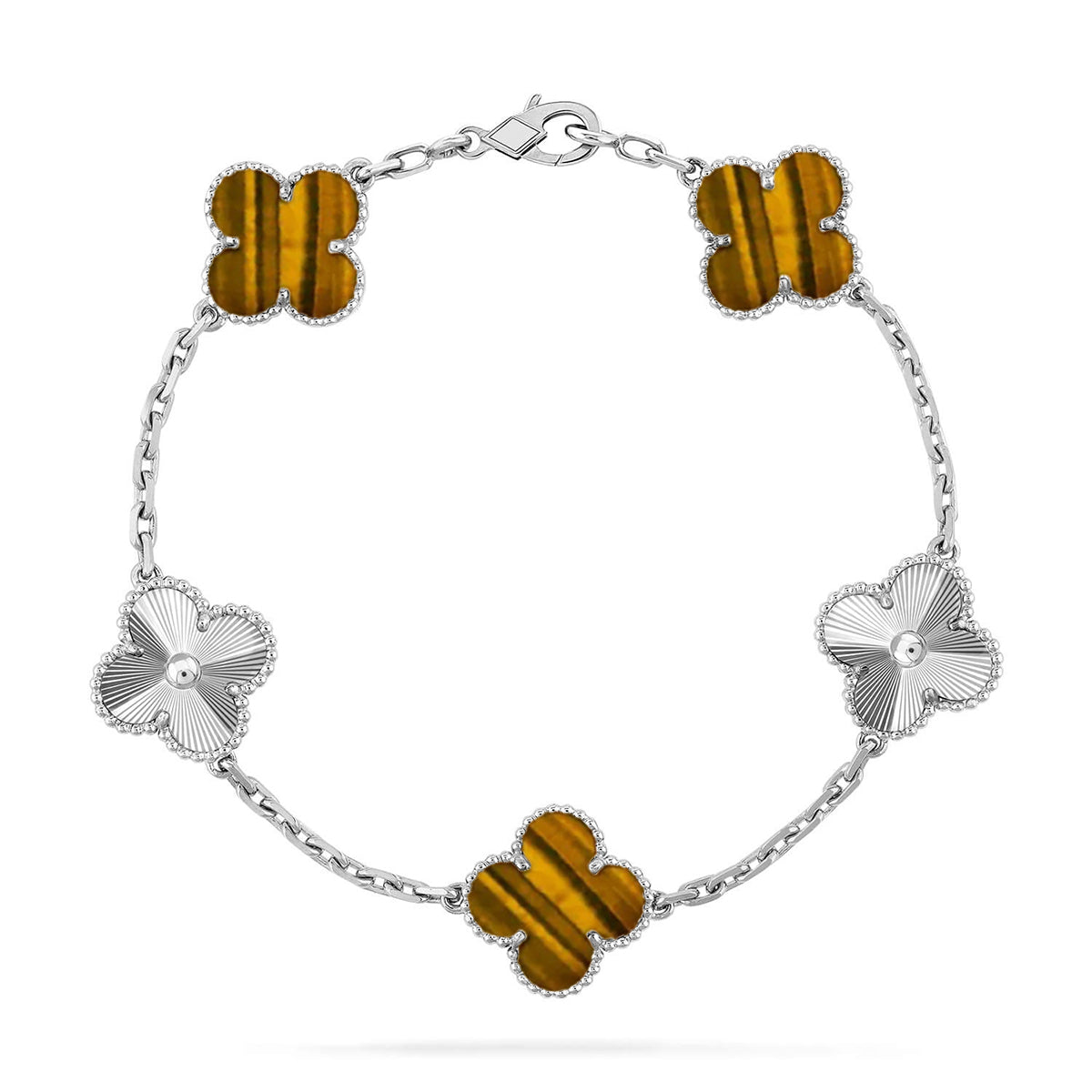 [Sophire Jewelry ] CLOVER 5 MOTIFS TIGER EYE BRACELET COLLECTION