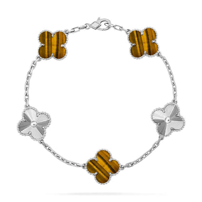 [Sophire Jewelry ] CLOVER 5 MOTIFS TIGER EYE BRACELET COLLECTION