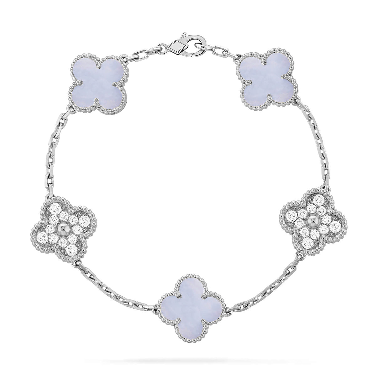 [Sophire Jewelry ] CLOVER 5 MOTIF PURPLE CHALCEDONY BRACELET COLLECTION
