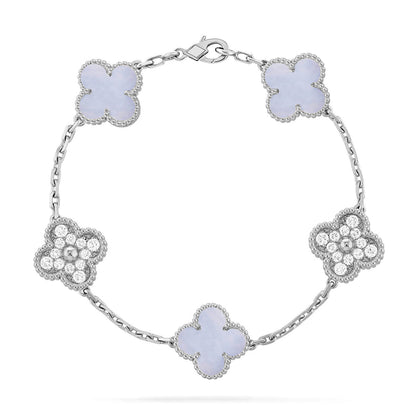 [Sophire Jewelry ] CLOVER 5 MOTIF PURPLE CHALCEDONY BRACELET COLLECTION