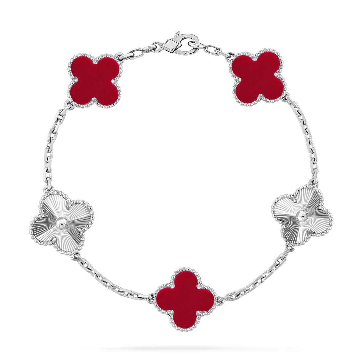 [Sophire Jewelry ] CLOVER 5 MOTIF RED CORNELIAN BRACELET COLLECTION
