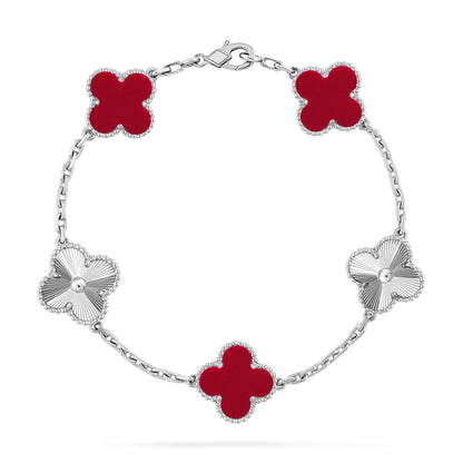 [Sophire Jewelry ] CLOVER 5 MOTIF RED CORNELIAN BRACELET COLLECTION